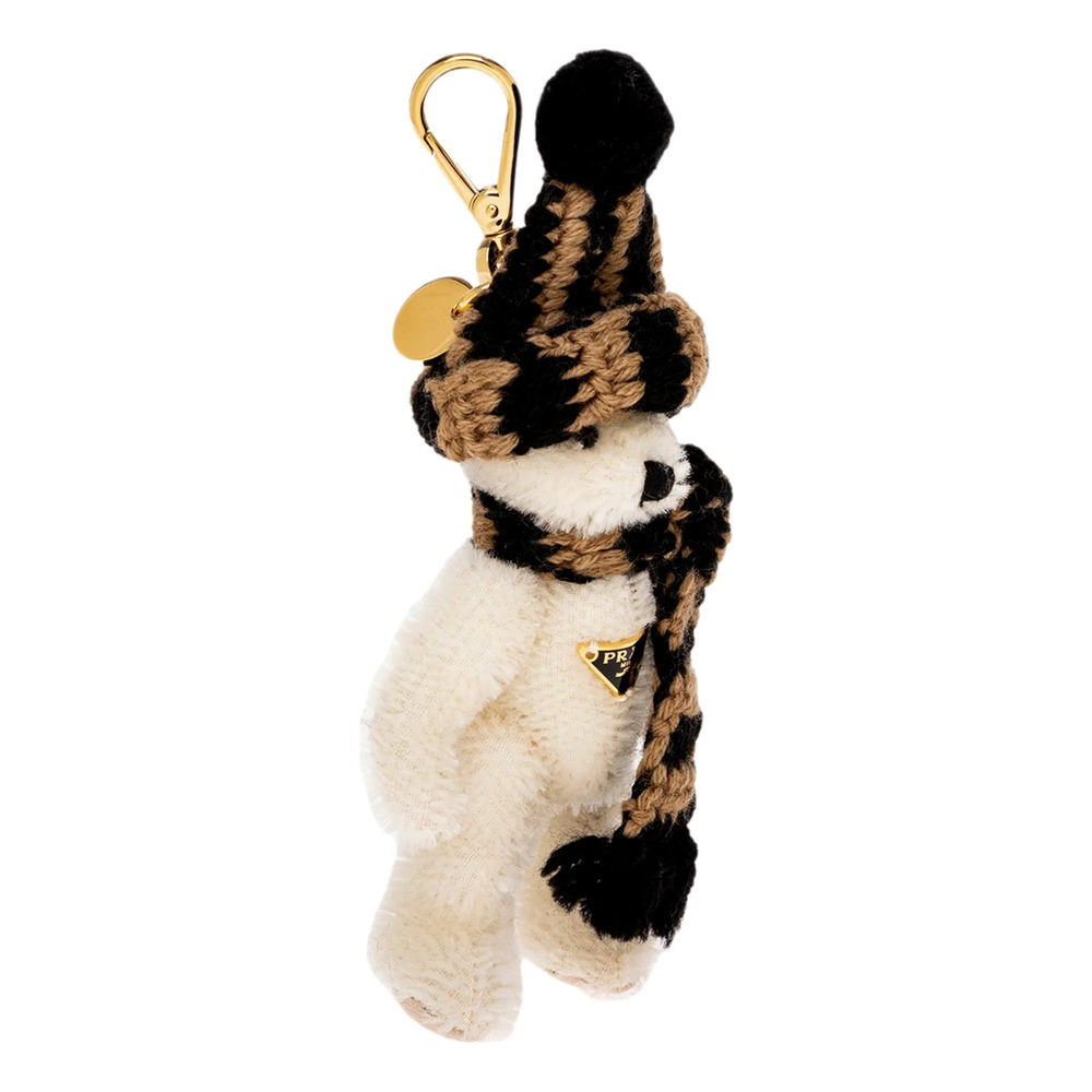 Prada Teddy Bear Cotton Mohair Bag Charm with Knit